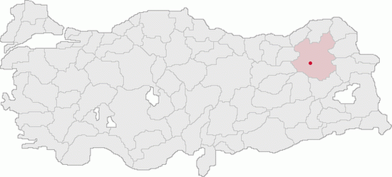 Эрзурум и одноименная область на карте Турции