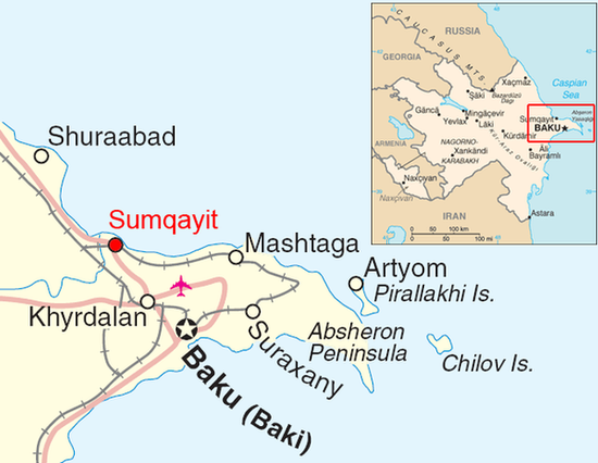 Хырдалан на карте Абшеронского полуострова