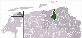 Положение общины Винсюм на карте провинции Гронинген и Нидерландов