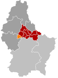 Оранжевый цвет - коммуна Мерциг (Люксембург), красный - кантон Дикирх.