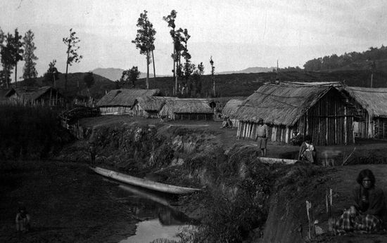 Поселение маори. Фотография середины XIX века