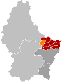 Оранжевый цвет - коммуна Вальдбилиг, красный - кантон Эхтернах.