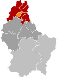 Оранжевый цвет - коммуна Клерво (Люксембург), красный - кантон Клерво.