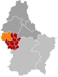 Оранжевый цвет - коммуна Рамбруш, красный - кантон Реданж.