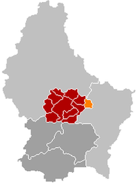 Оранжевый цвет - коммуна Хеффинген, красный - кантон Мерш.