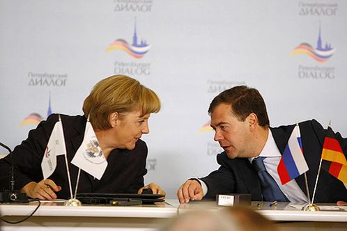 Ангела Меркель и Дмитрий Медведев. Октябрь 2008 года