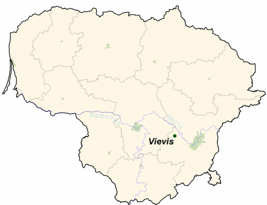 Вевис на карте Литвы