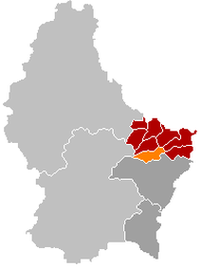 Оранжевый цвет - коммуна Бех (Люксембург), красный - кантон Эхтернах.