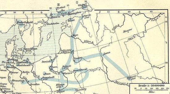 Карта действий Великой Северной войны