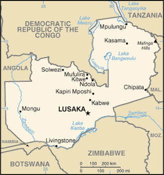 Карта Замбии