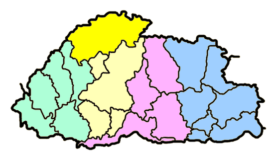 Район Гаса на карте Бутана