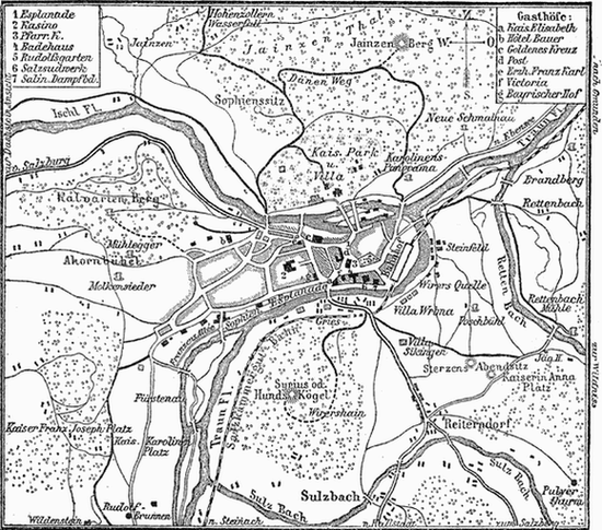 Карта города Бад-Ишль.   1888 год