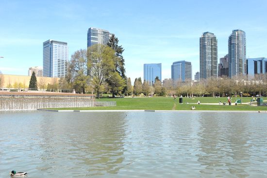 Вид на северо-восток из Downtown Park. Апрель 2009 года