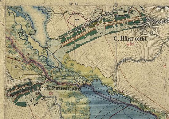 Шигоны на карте 1859 года