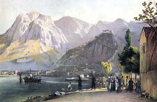 Акварель с видом на Котор (около 1840 г.)