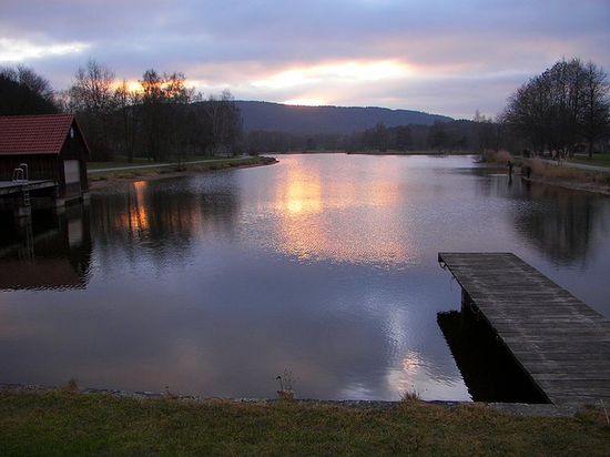 Swimming pond of Trebgast in winter