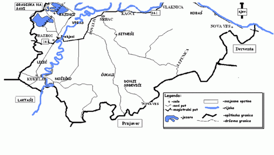 Карта муниципалитета Србац