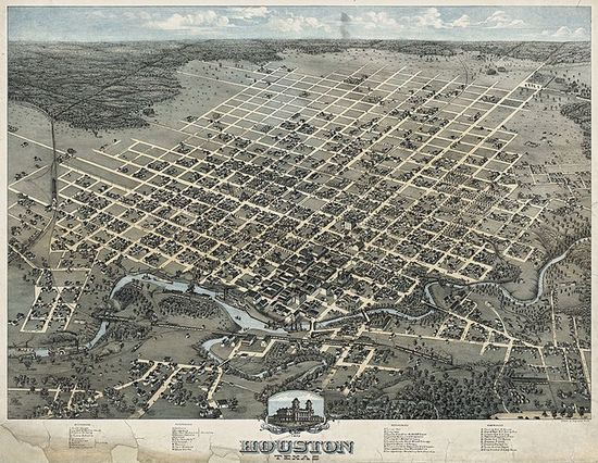 Карта Хьюстона в 1873 году