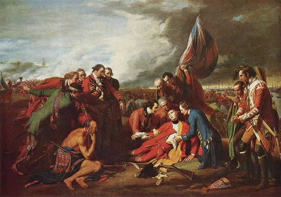 Картина Бенджамина Уэста Кончина Генерала Вулфа, изображающая гибель британского генерала Джеймса Вулфа после его победы в битве на Полях Абраама в 1759 г.