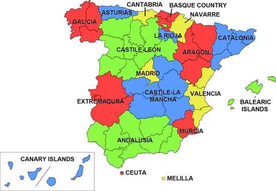 Карта административного деления Испании