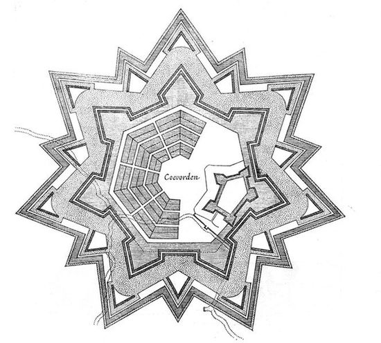 План фортификационных сооружений поселения Куворден, 1646