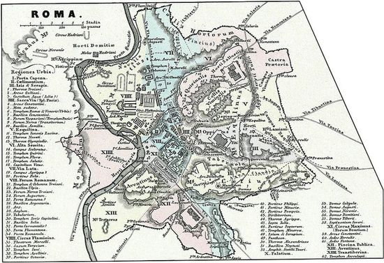 Древний Рим (Менке, 1862). Описание см. на странице Список топографических объектов и памятников Древнего Рима