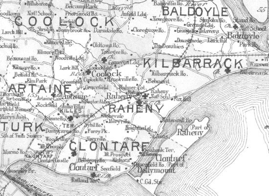 Артейн на карте окрестностей Дублина, 1901 год.