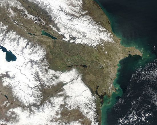 Снимок Азербайджана со спутника