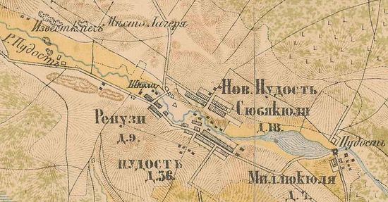 План деревни Пудость. 1885 г.