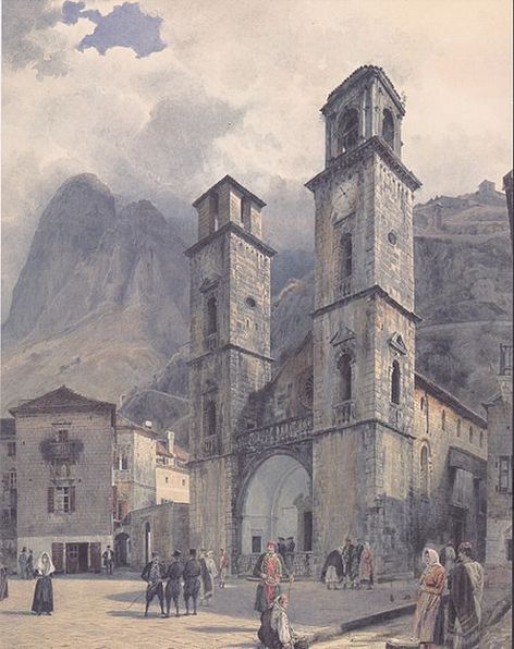 Акварель с видом на собор Св. Трифона — 1841