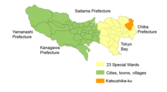 Район Кацусика на карте