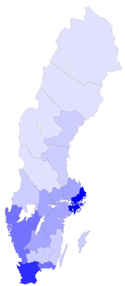 Плотность населения в Швеции