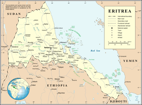 Подробная карта Эритреи
