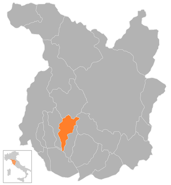 Положение коммуны Монтекатини-Терме в провинции Пистойя