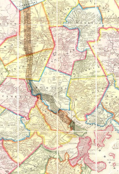 Карта Бостона 1892 года с обозначением Медфорда и железнодорожных путей.