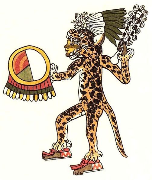 Рисунок ацтекского воина в шукре ягуара из Малиналько
