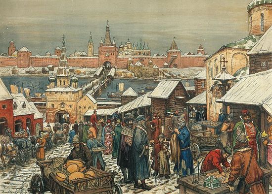 «Новгородский торг» — картина Аполлинария Васнецова.