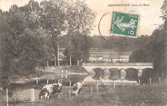 Мартенкур. Мост через Эссу. Почтовая карточка начала 20 века