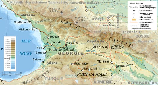 Топографическая карта Грузии