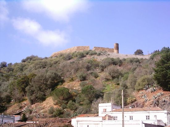 Вид на замок из посёлка