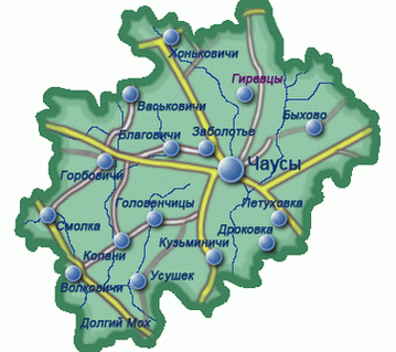 Деревня Гиревцы на карте Чаусского района