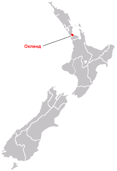 Карта положения Окленда в Новой Зеландии