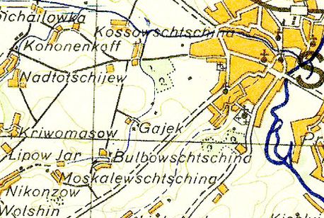 Хутор Гаёк на немецкой карте 1930-х гг.
