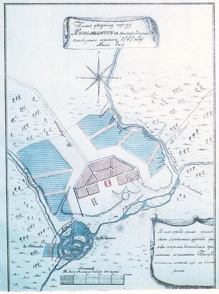 План уездному городу Хотьмыжску с озером Бездонным, 1787