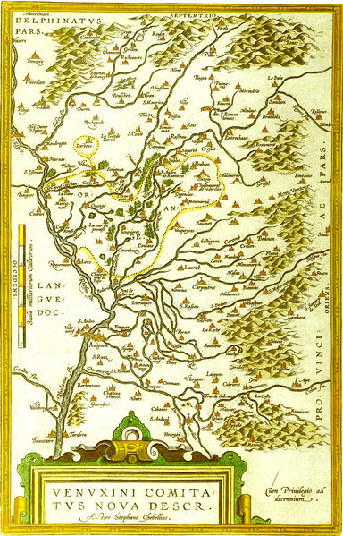 Неск на карте Конта-Венессен (ок. 1580).