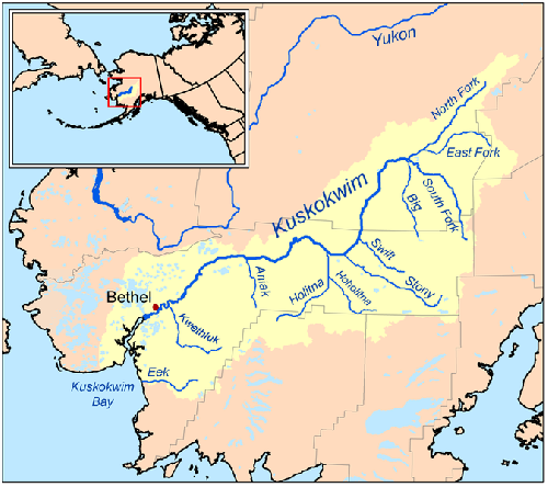 Схема бассейна реки Кускоквим