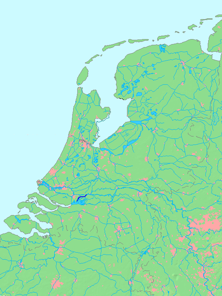  Ньиве-Мерведе (синяя полоска) в дельте Рейна и Мааса