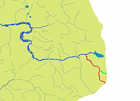 Наревка (выделено красным) на карте притоков Нарева (выделено голубым)