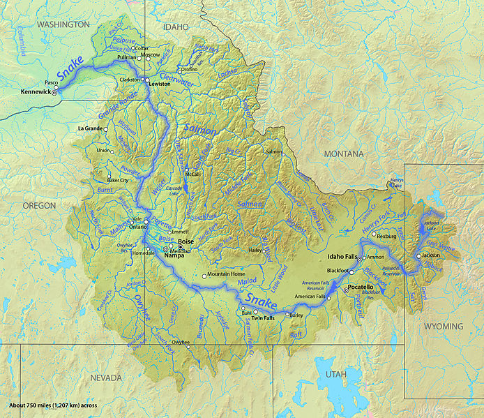  Бёрнт на карте бассейна реки Снейк