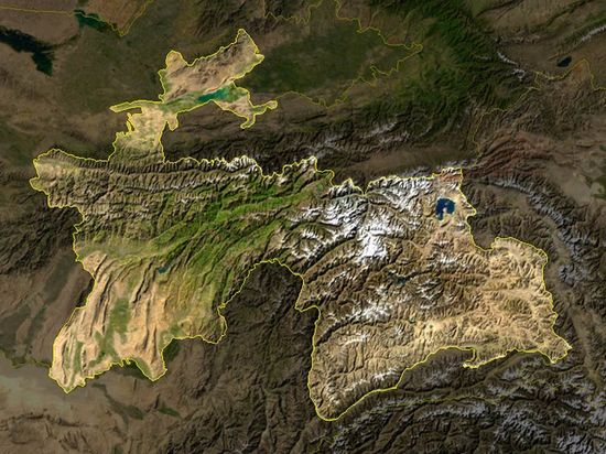 Снимок территории Таджикистана со спутника